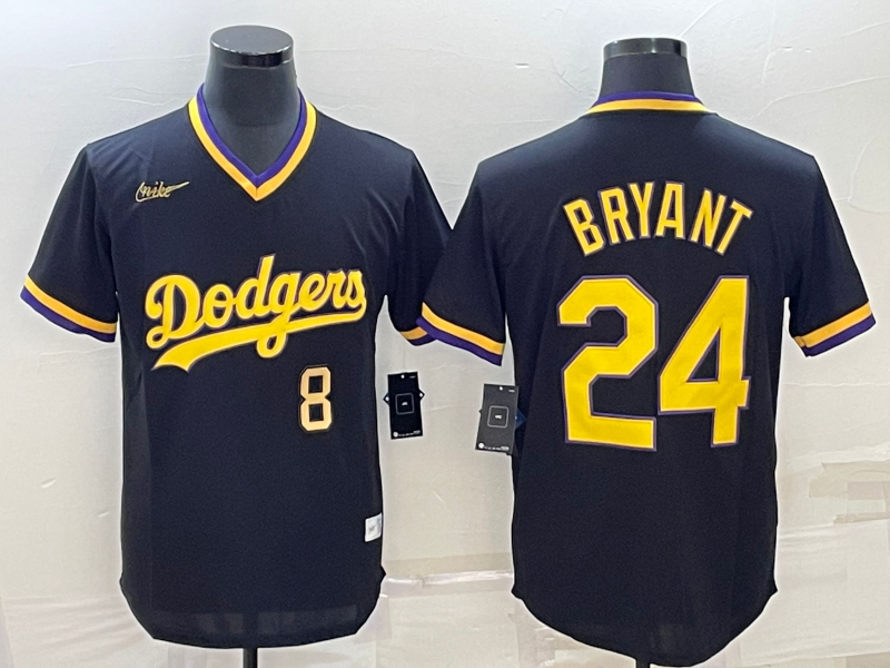 Men's Los Angeles Dodgers Kobe Bryant #8/24 Black Alternate Team Jersey